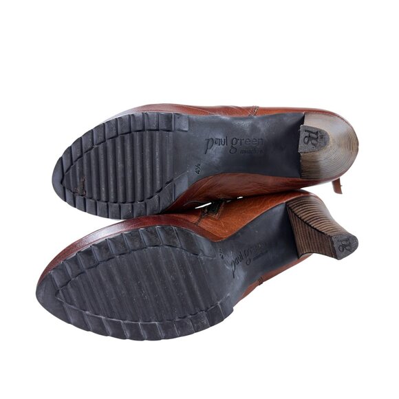 Paul Green Double Zip High Heel Booties Size US 7 Platform Ankle Boots Cedar Tan - Picture 5 of 9